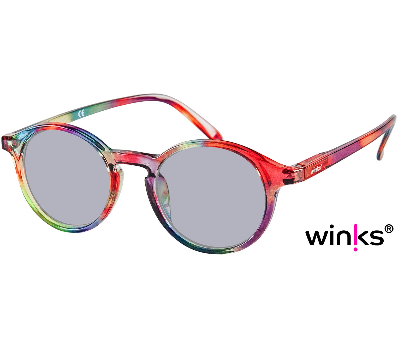 Modena (Multi-coloured) retro style, round lens with fun multi-coloured frame.