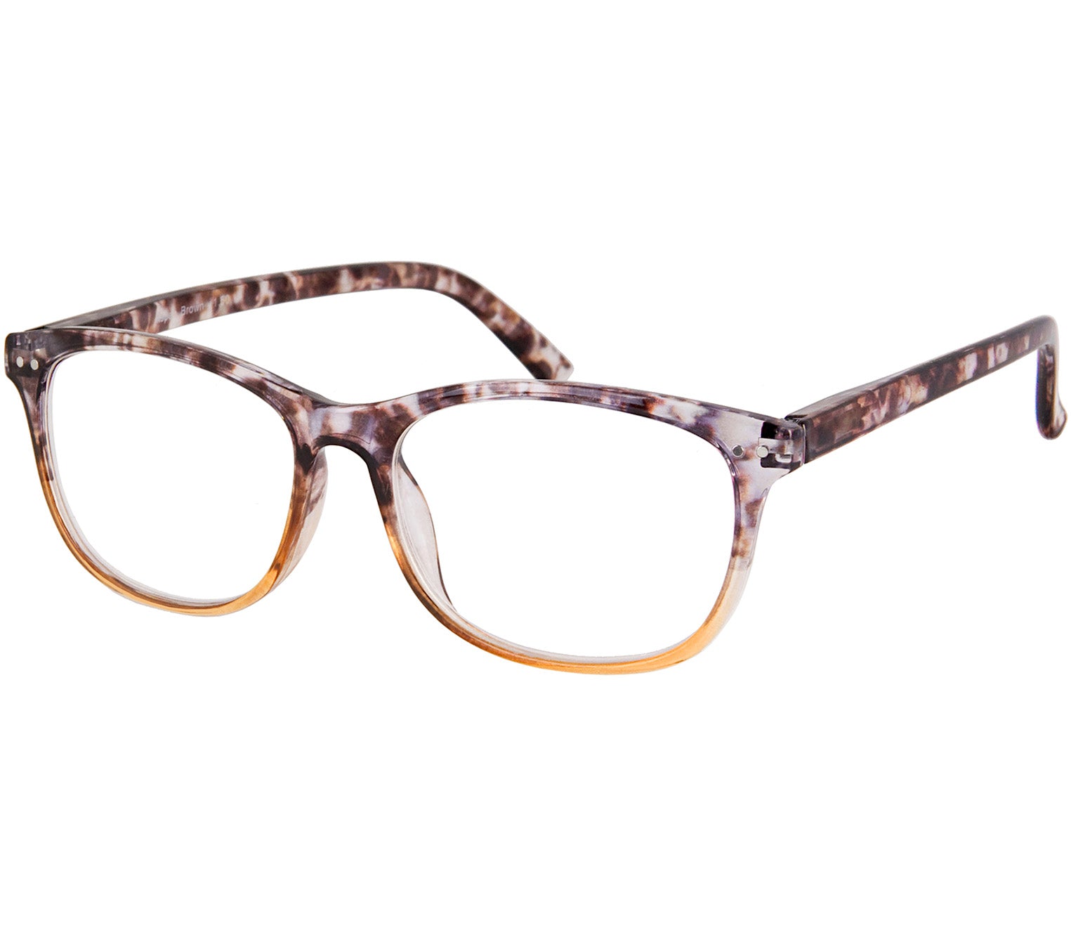 Aspen (Brown) women's retro style reading glasses. Multicoloured frames and a glossy finish. Large oval shaped lenses.