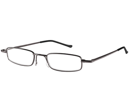 Cooper (Gunmetal) slimline rectangular, unisex reading glasses.