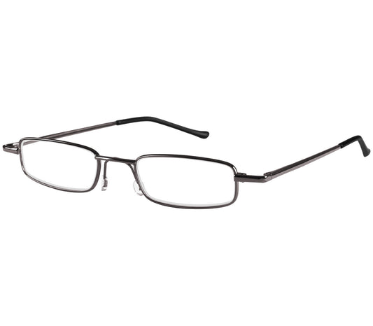 Cooper (Gunmetal) slimline rectangular, unisex reading glasses.