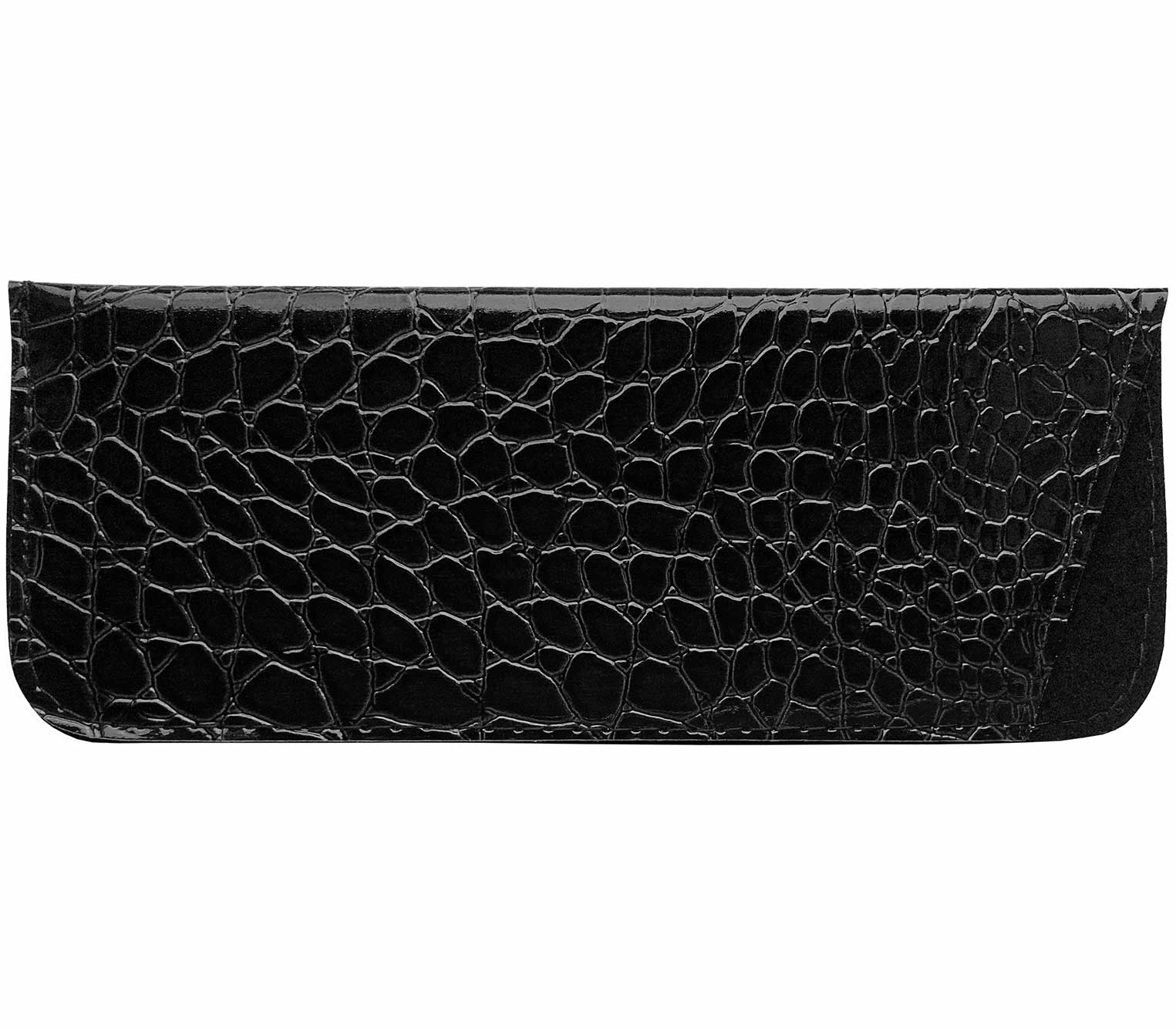 Monty (Black) faux crocodile style glasses pouch in black.