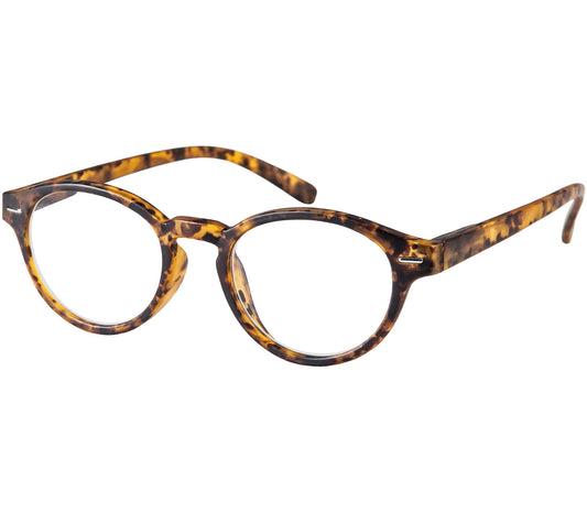 Espresso (Tortoiseshell) retro reading glasses with matt tortoiseshell frames and round lenses.
