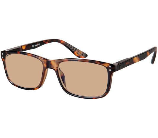 Lucca (Tortoiseshell) classic unisex reading glasses with a tortoiseshell frame and brown tinted lenses.