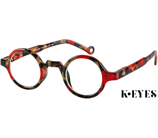 Snowball (Red Tortoise) vintage style unisex reading glasses with round lenses and luxury red tortoiseshell frame.