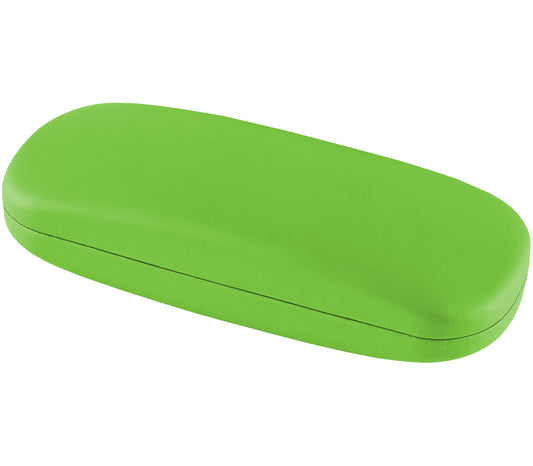 Pronto (Green) durable faux leather hard glasses case with a snap closure.