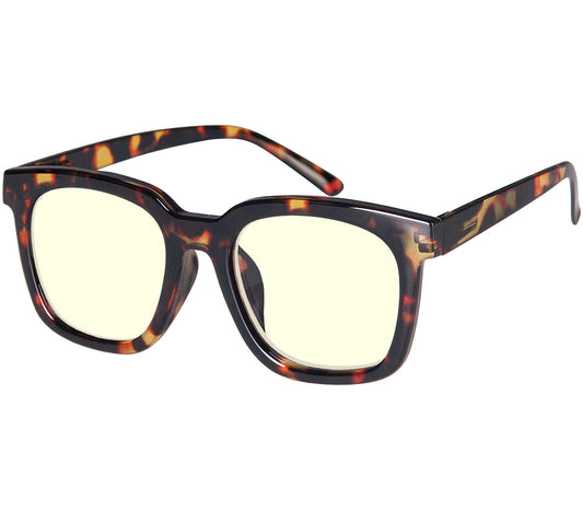 Toast Digital (Tortoiseshell) retro shaped blue light reading glasses with an oversized tortoiseshell frame and spring hinges.
