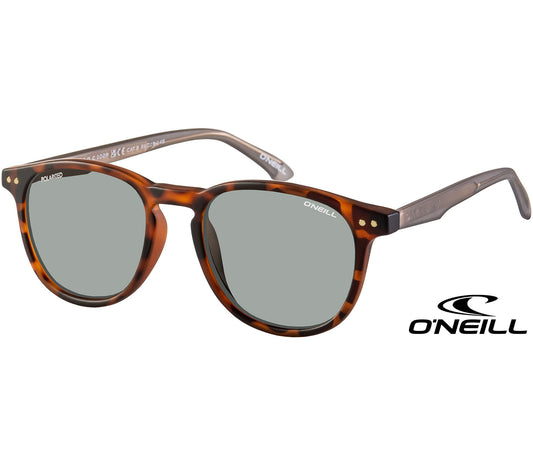Summit (Tortoiseshell) classic retro sunglasses by O'Neill. Deep tortoiseshell frame with tinted green lenses.