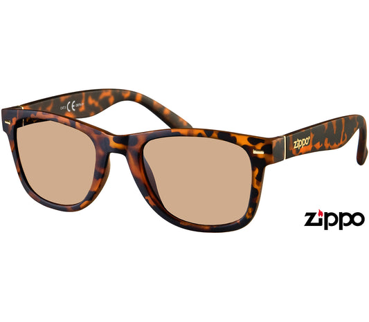 Primo (Tortoiseshell) classic wayfarer sunglasses from Zippo with a tortoiseshell frame and tinted brown lenses.