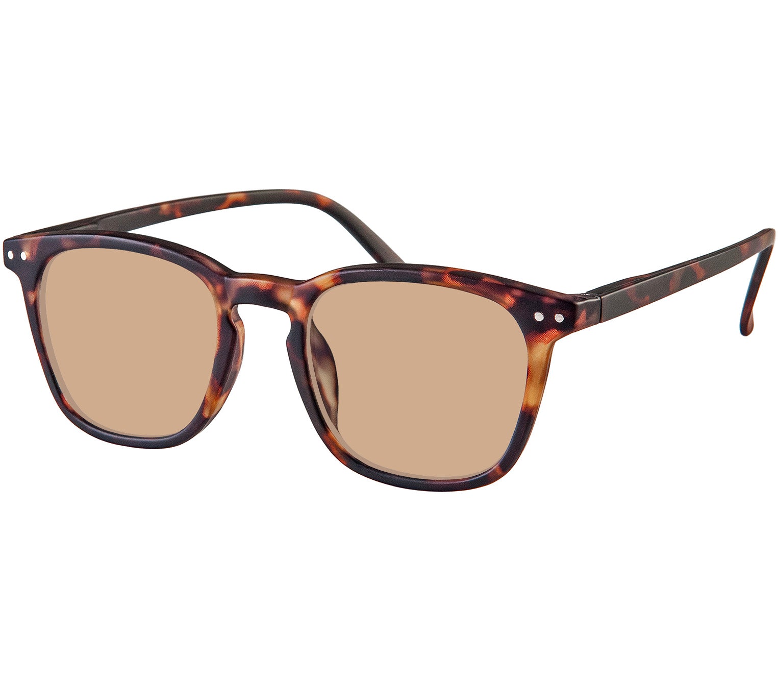 Torino (Tortoiseshell) retro tortoiseshell sunglasses with a slender and soft touch frame. Large brown lenses.