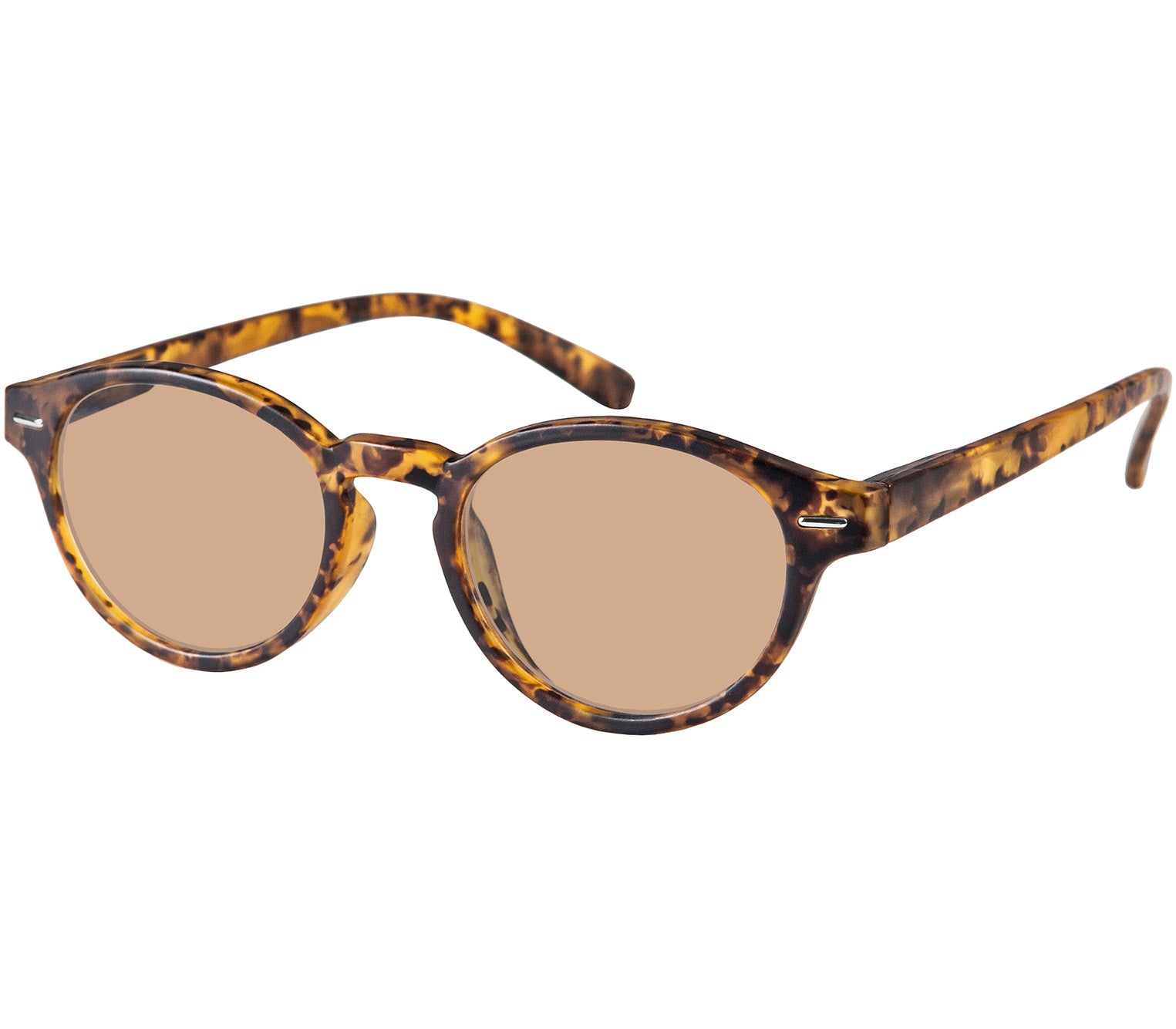 Montpellier (Tortoiseshell) retro style sunglasses in a rich tortoiseshell finish. Round, brown tinted lenses.