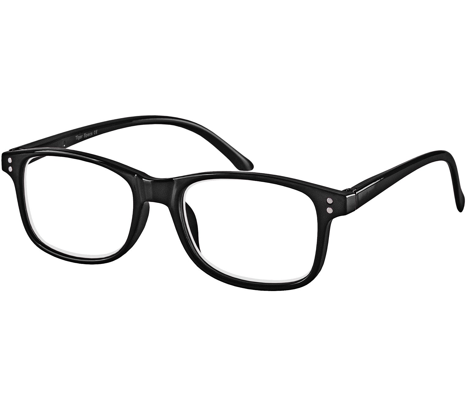 Eclipse (Black) classic shaped unisex reading glasses with oval lenses and a gloss black frame.