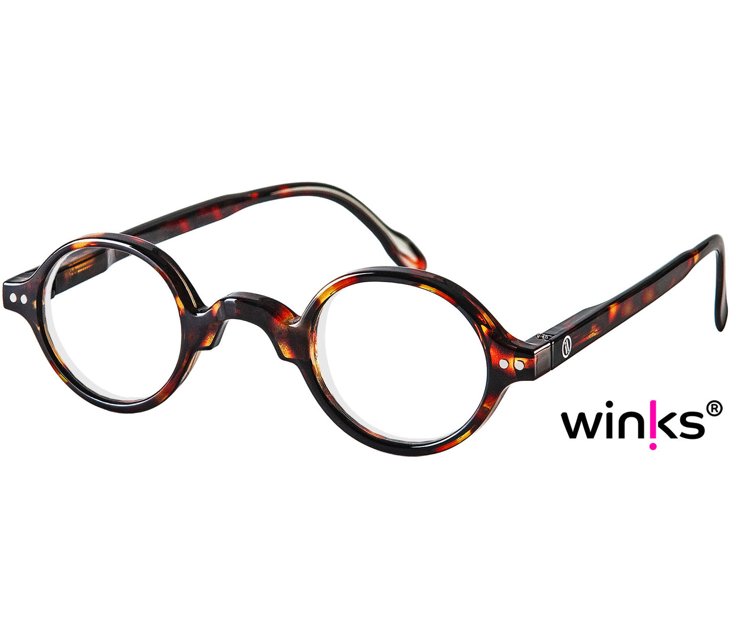 Hartford (Tortoiseshell) retro unisex reading glasses with round lenses and an antique style dark tortoiseshell pattern.