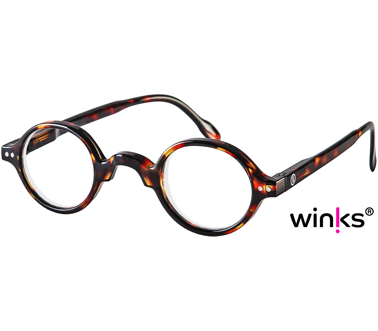 Hartford (Tortoiseshell) retro unisex reading glasses with round lenses and an antique style dark tortoiseshell pattern.
