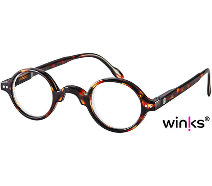 Hartford (Tortoiseshell) retro unisex reading glasses with round lenses and an antique style dark tortoiseshell pattern.