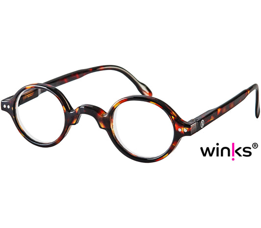 Hartford (Tortoiseshell) retro unisex reading glasses with round lenses and an antique style dark tortoiseshell pattern.