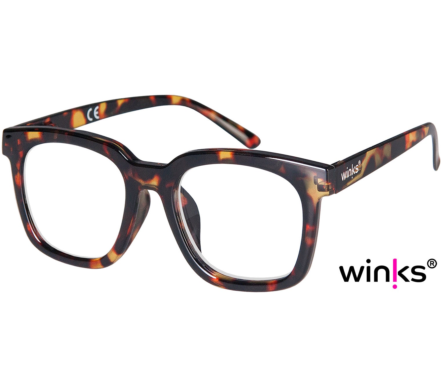 Toast (Tortoiseshell) retro and classic reading glasses with large, oversized lenses and slender temples.