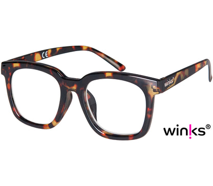 Toast (Tortoiseshell) retro and classic reading glasses with large, oversized lenses and slender temples.