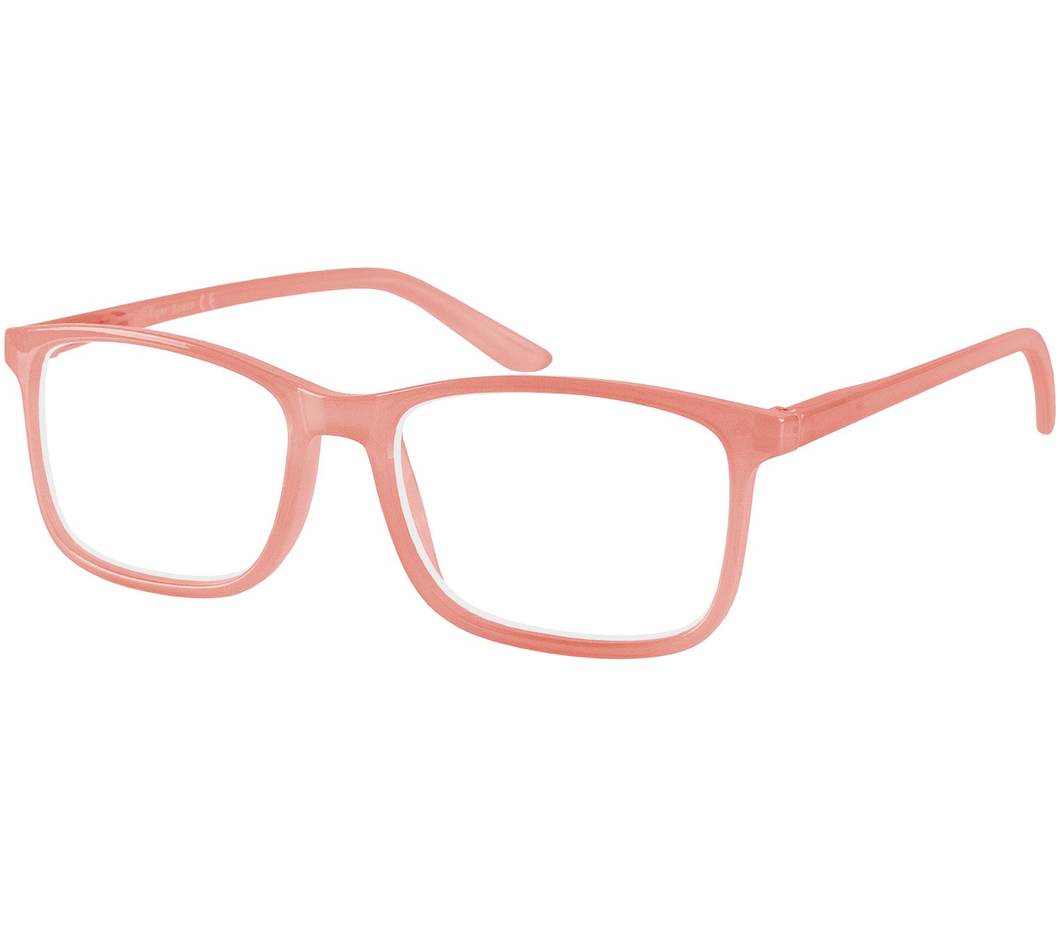 Sundae (Coral) classic shaped unisex reading glasses with a light slender frame and rectangular lenses.