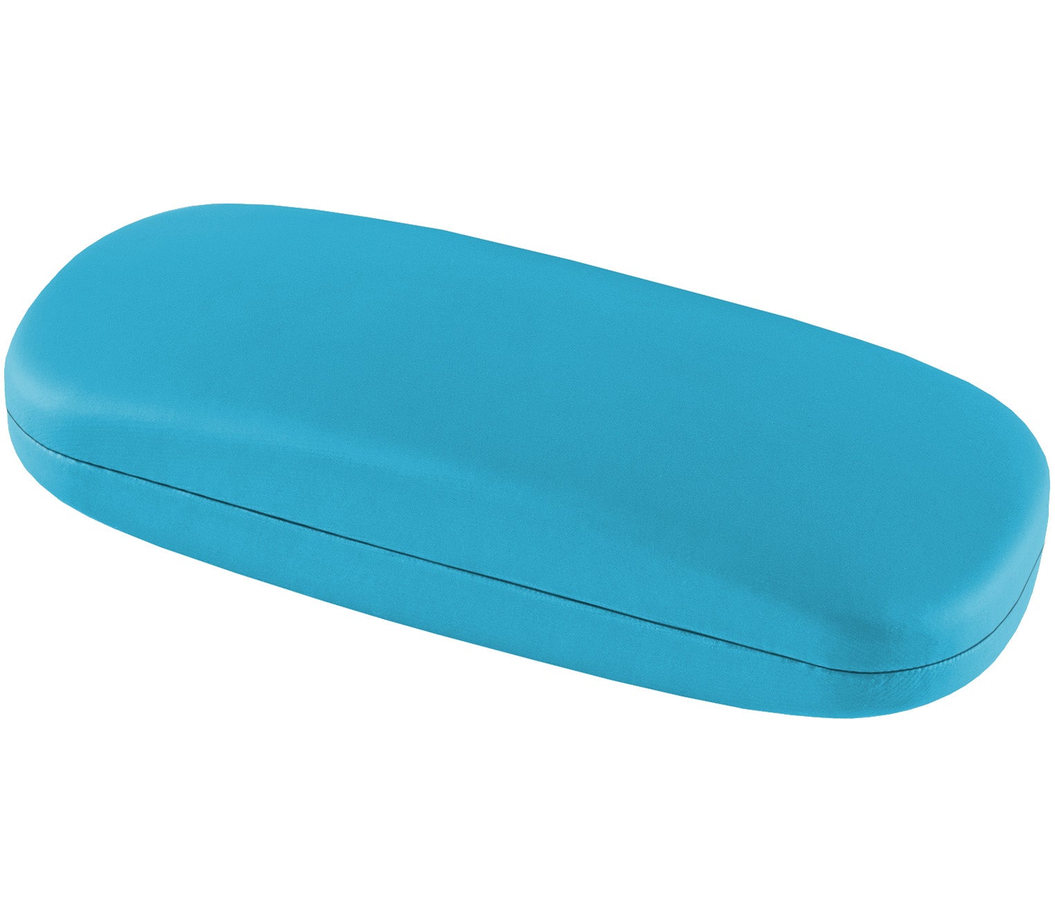 Pronto (Blue) durable faux leather hard glasses case with a snap closure.