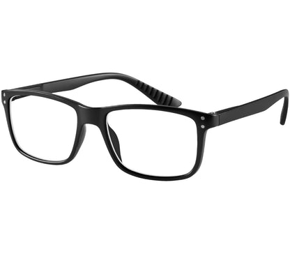 Dexter (Black) classic shape unisex reading glasses with a soft touch matt black frame.