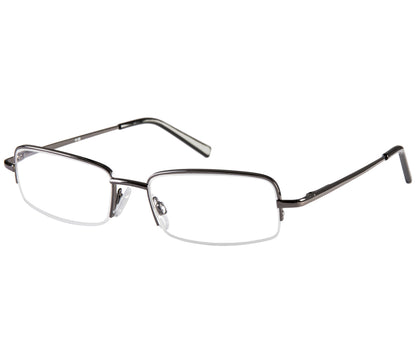 Westport (Gunmetal) classic semi-rimless reading glasses with slim rectangular lenses and gunmetal frame.