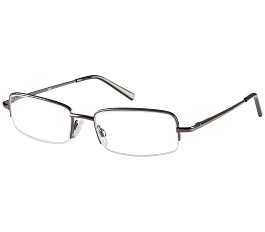 Westport (Gunmetal) classic semi-rimless reading glasses with slim rectangular lenses and gunmetal frame.