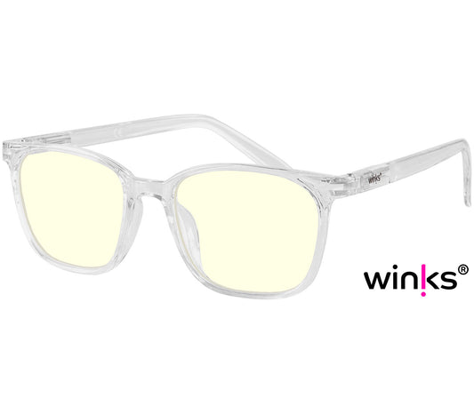 Artist Digital (Clear) unisex reading glasses with specialist blue light lenses. Clear frames and large oval lenses.