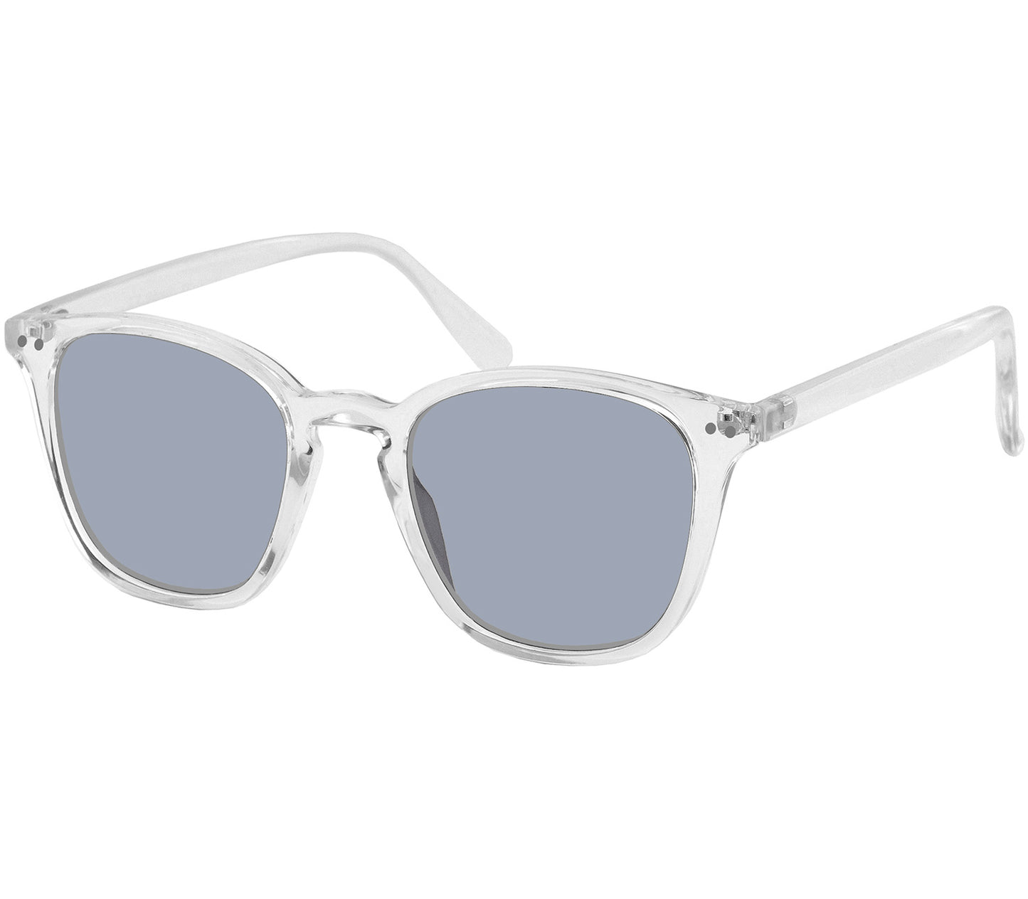 Davos (Clear) classic shaped unisex reading sunglasses with a clear frame and smoke grey lenses.