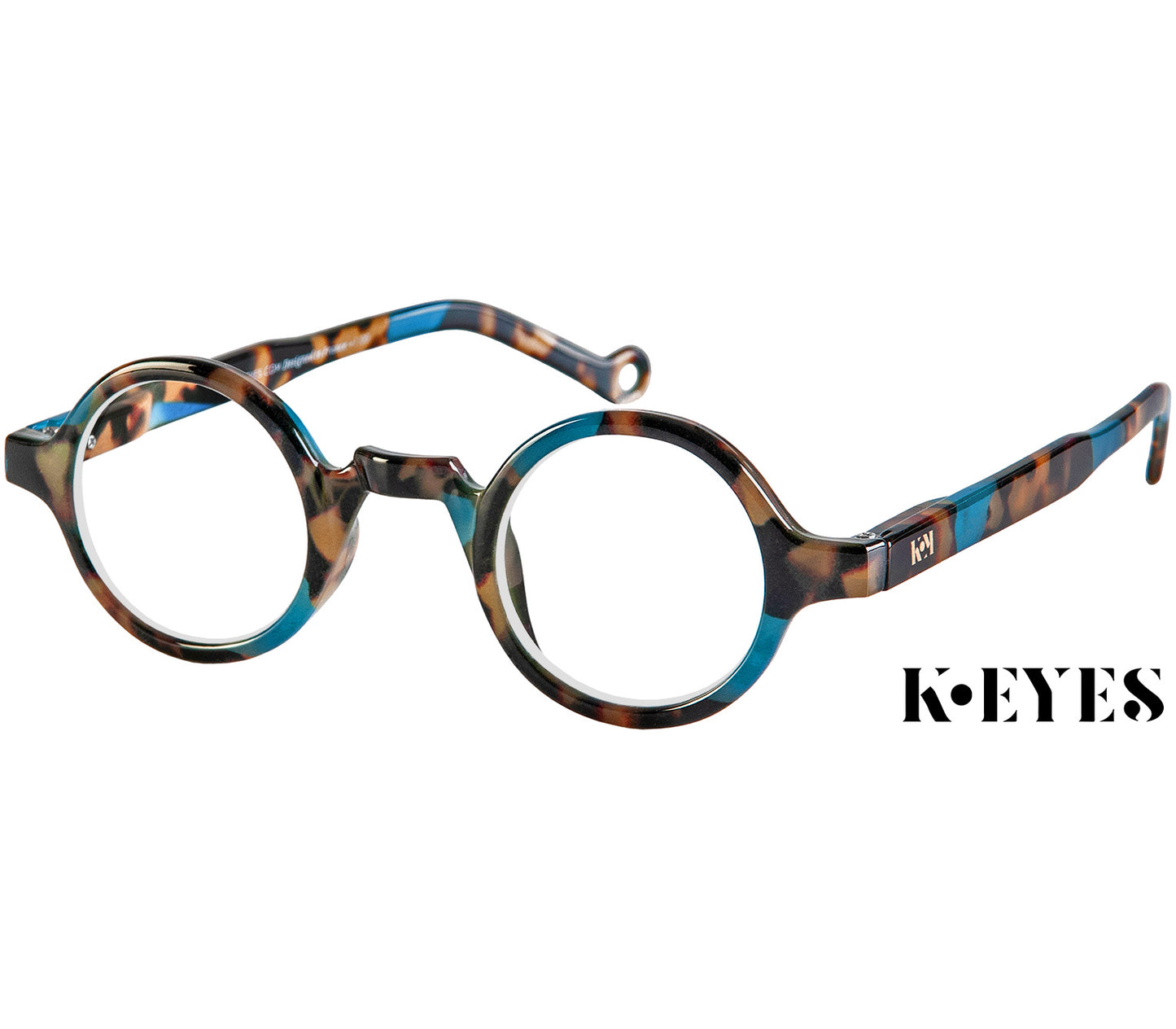 Snowball (Blue Tortoise) vintage style unisex reading glasses with round lenses and luxury blue tortoiseshell frame.