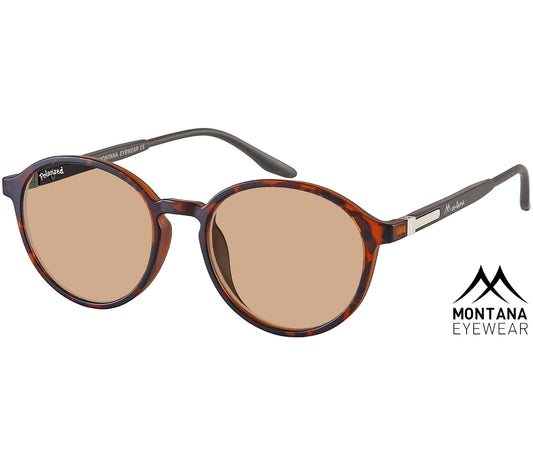 Madrid (Tortoiseshell) round lens retro sunglasses with a slender, dark tortoiseshell frame and tinted polarised lenses.