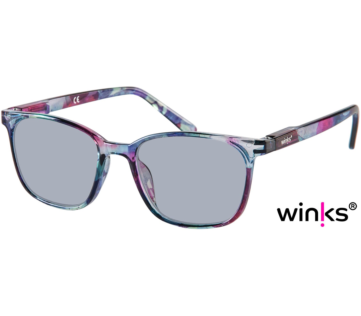 Artist Sun (Multi-coloured) reading sunglasses. Floral patterned frames and large oval lenses.