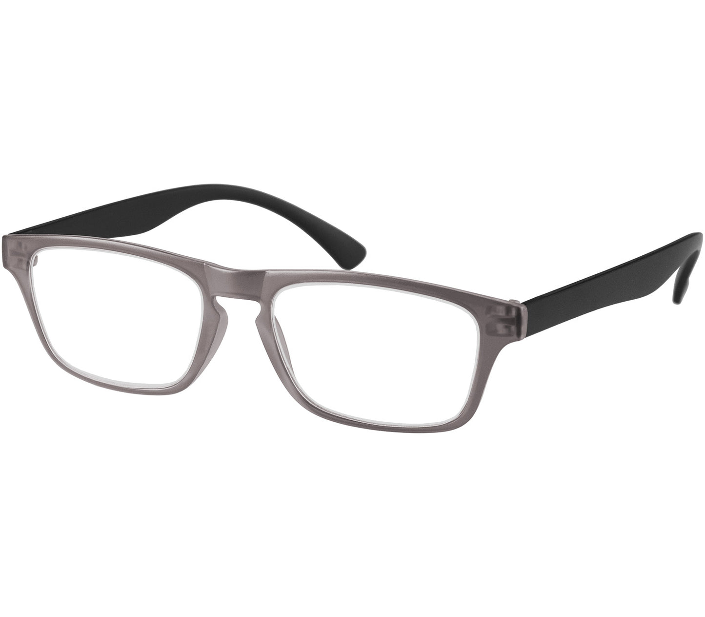 Metro (Grey) classic unisex reading glasses with oval lenses in a two tone grey and black frame.