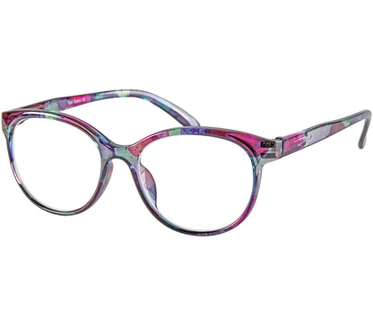 Lala (Multi-coloured) cat eye shaped, women's reading glasses with a multi coloured floral pattern.