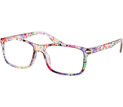 Dexter (Multi-coloured) classic shape unisex reading glasses with a translucent, glossy multicoloured frame.