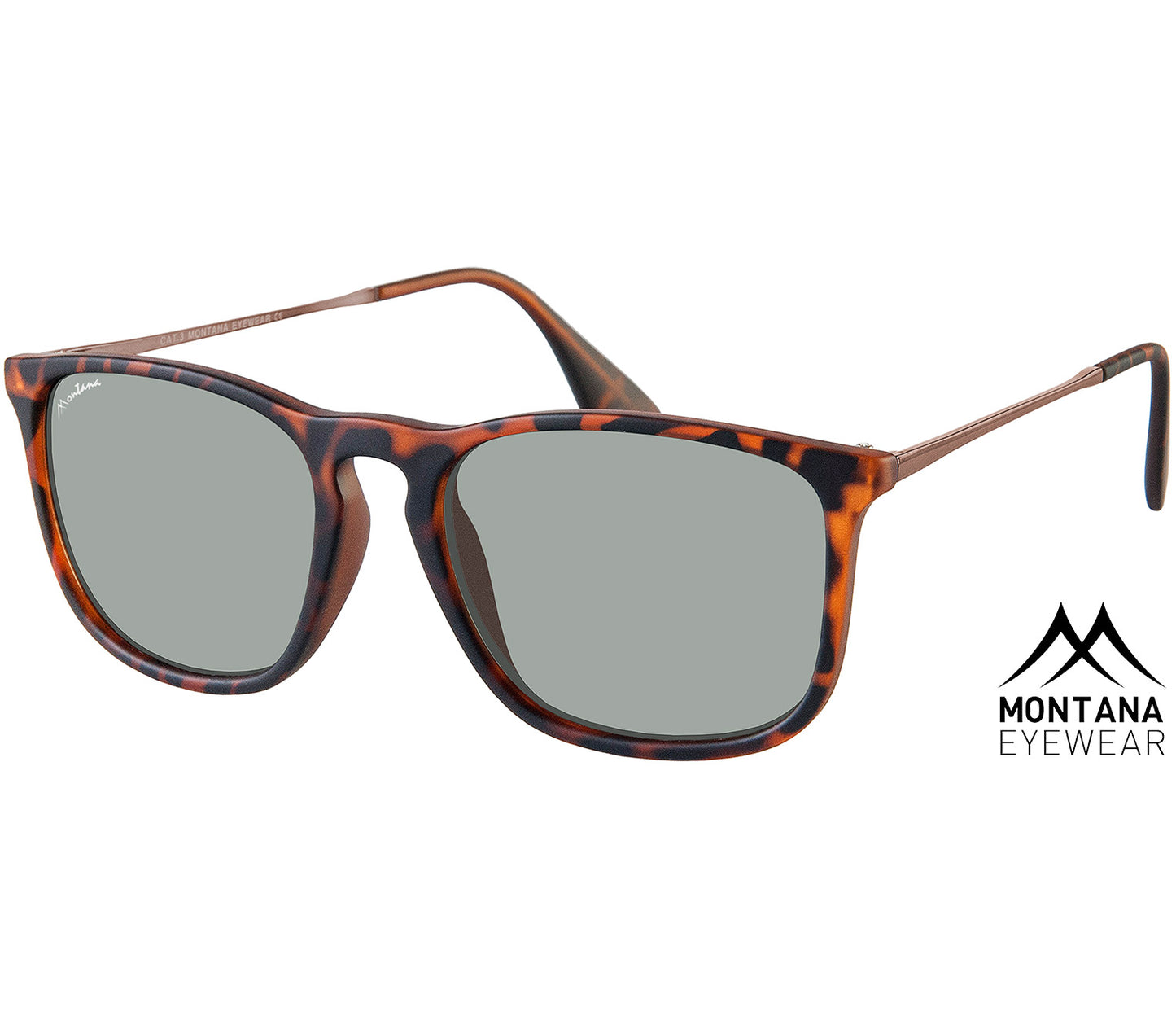 Motto (Tortoiseshell) retro tortoiseshell glasses with large, green tinted lenses. Frame features a soft touch finish.