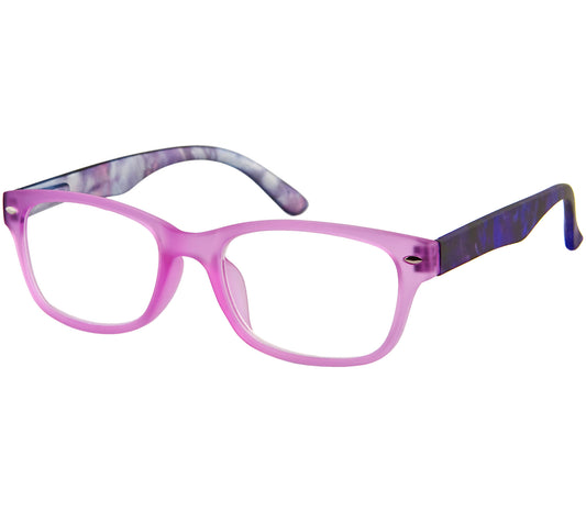 Freedom (Pink) women's oval shaped reading glasses with pink frames and patterned arms.