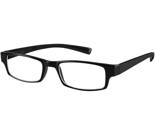 Magic (Black) classic slim unisex glasses in a glossy black finish.