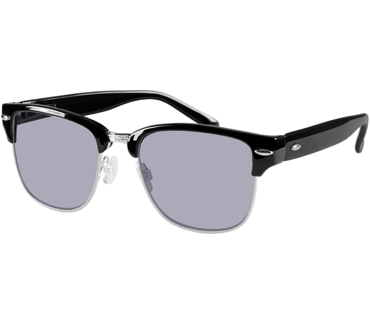 Mario (Black) clubmaster classic reading sunglasses with large grey tinted lenses.
