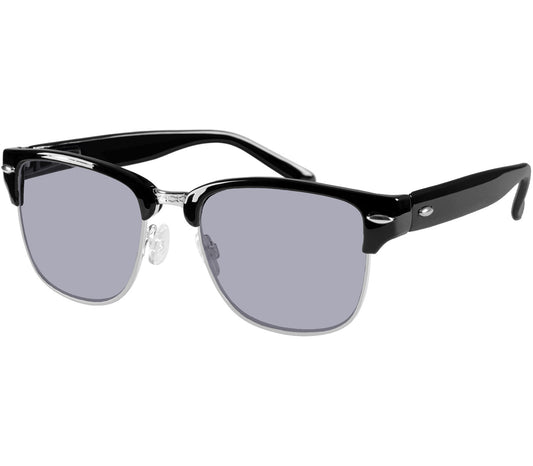 Mario (Black) clubmaster classic reading sunglasses with large grey tinted lenses.