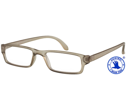 Action (Grey) unisex reading glasses. Classic shaped glasses with a smooth grey finish.