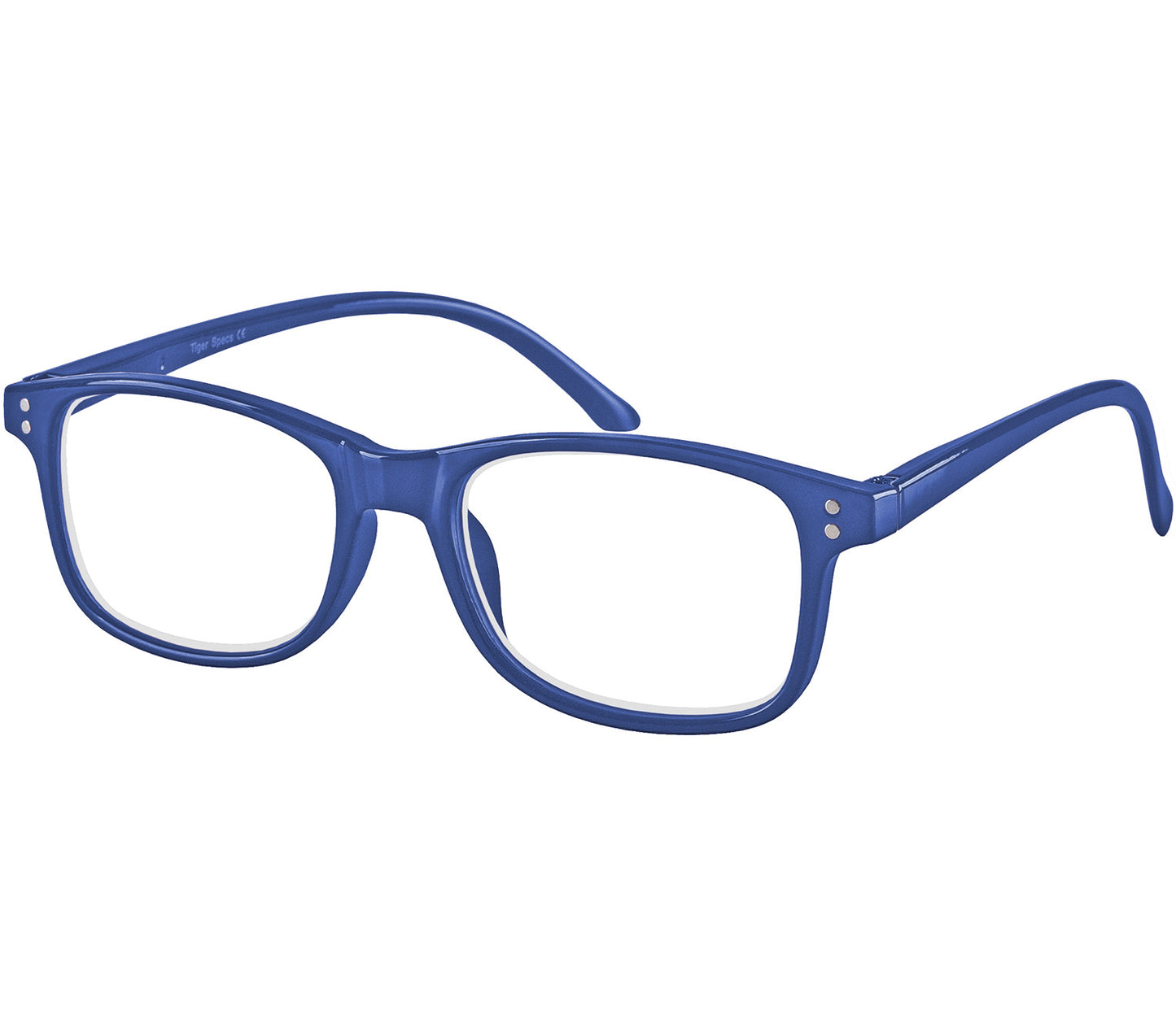 Eclipse (Blue) classic shaped unisex reading glasses with oval lenses and a gloss blue frame.