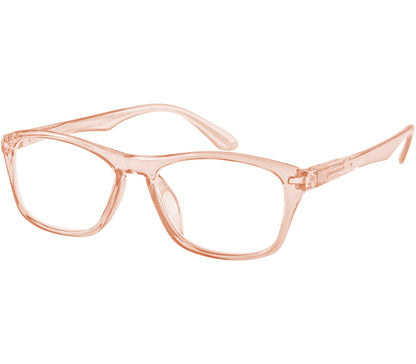 Echo (Orange) classic shaped unisex reading glasses with a pale orange, translucent frame.