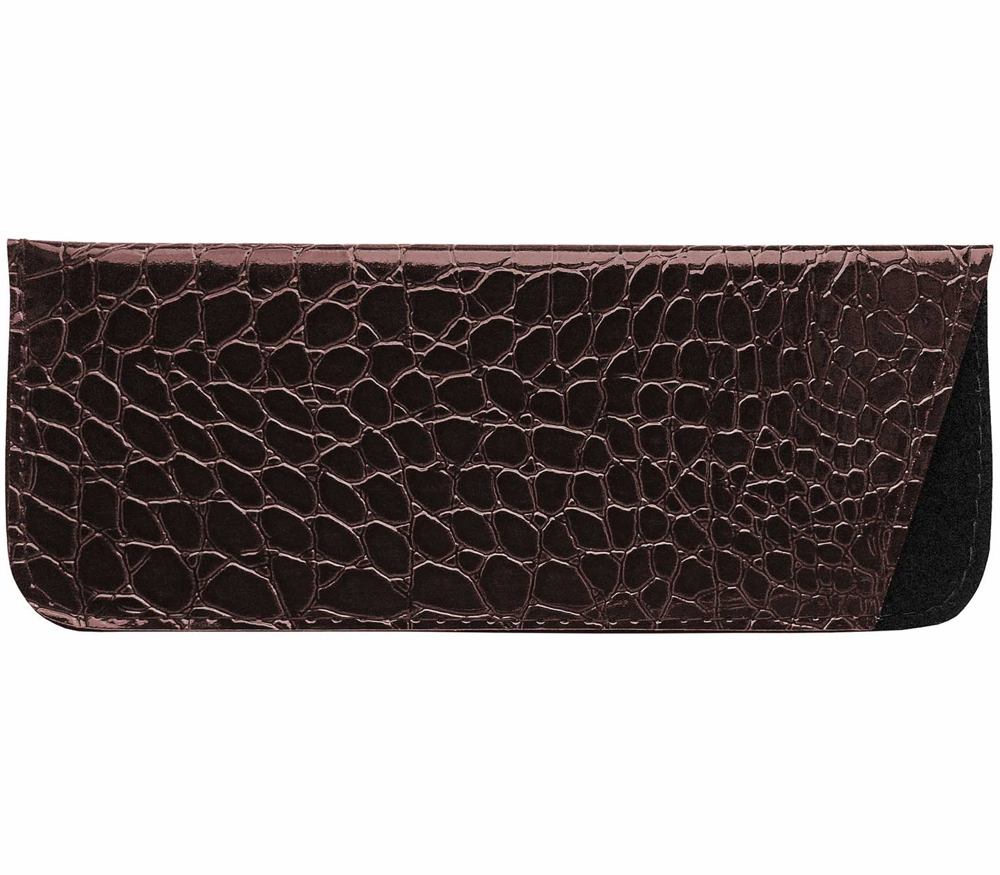 Monty (Brown) faux crocodile style glasses pouch in dark brown.