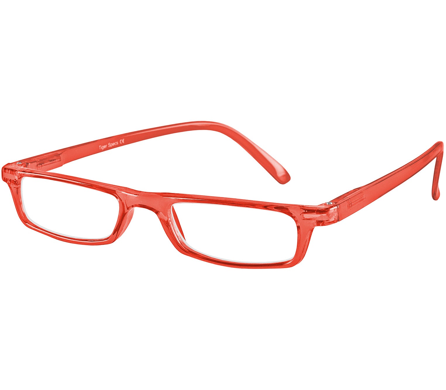 Mylo (Red) classic shape, slim reading glasses with red glossy frame.