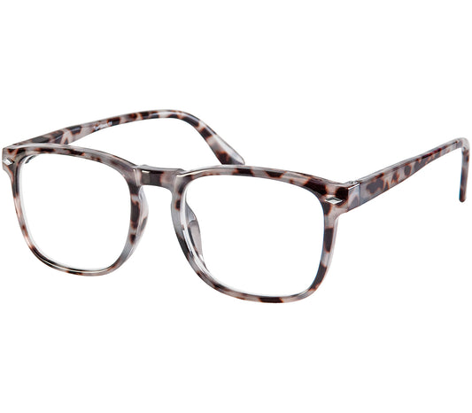 Chicago (Grey Tortoise) retro style, unisex reading glasses with large lenses and grey tortoiseshell frames.