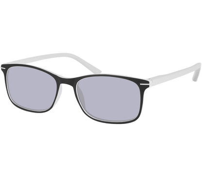 Esprit (White) sunglasses with two tone black and white frames and temples. Classic shaped lenses with a smoke grey tint.