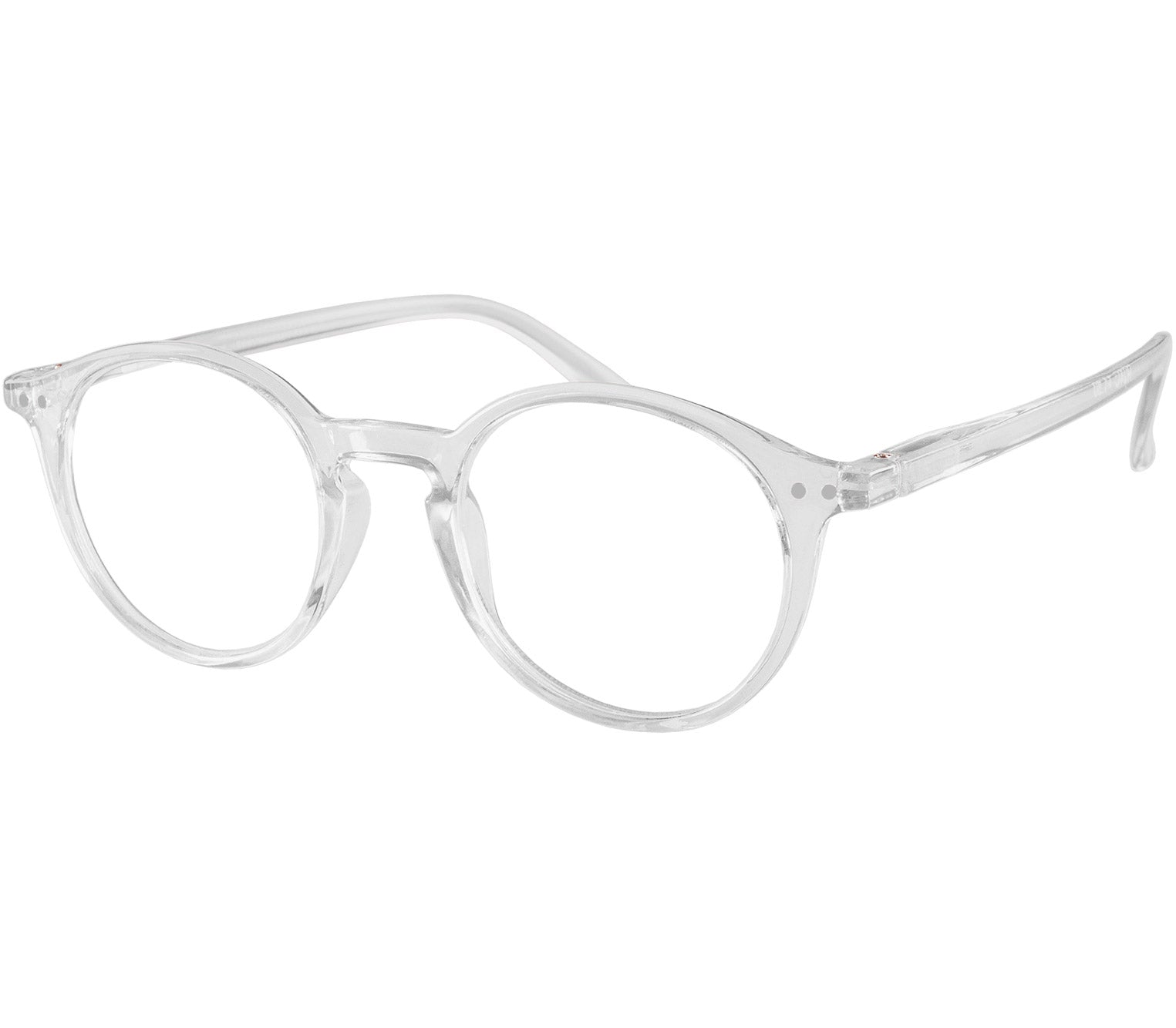 Oskar (Clear) unisex reading glasses with large round lenses and a clear frame.
