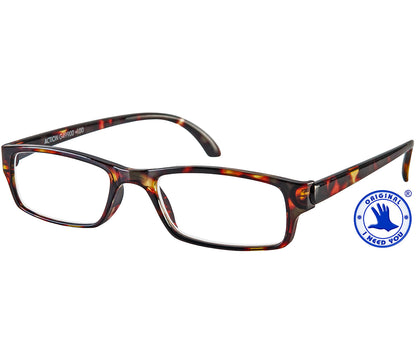Action (Tortoiseshell) unisex reading glasses. Classic shaped glasses with a tortoiseshell translucent finish.