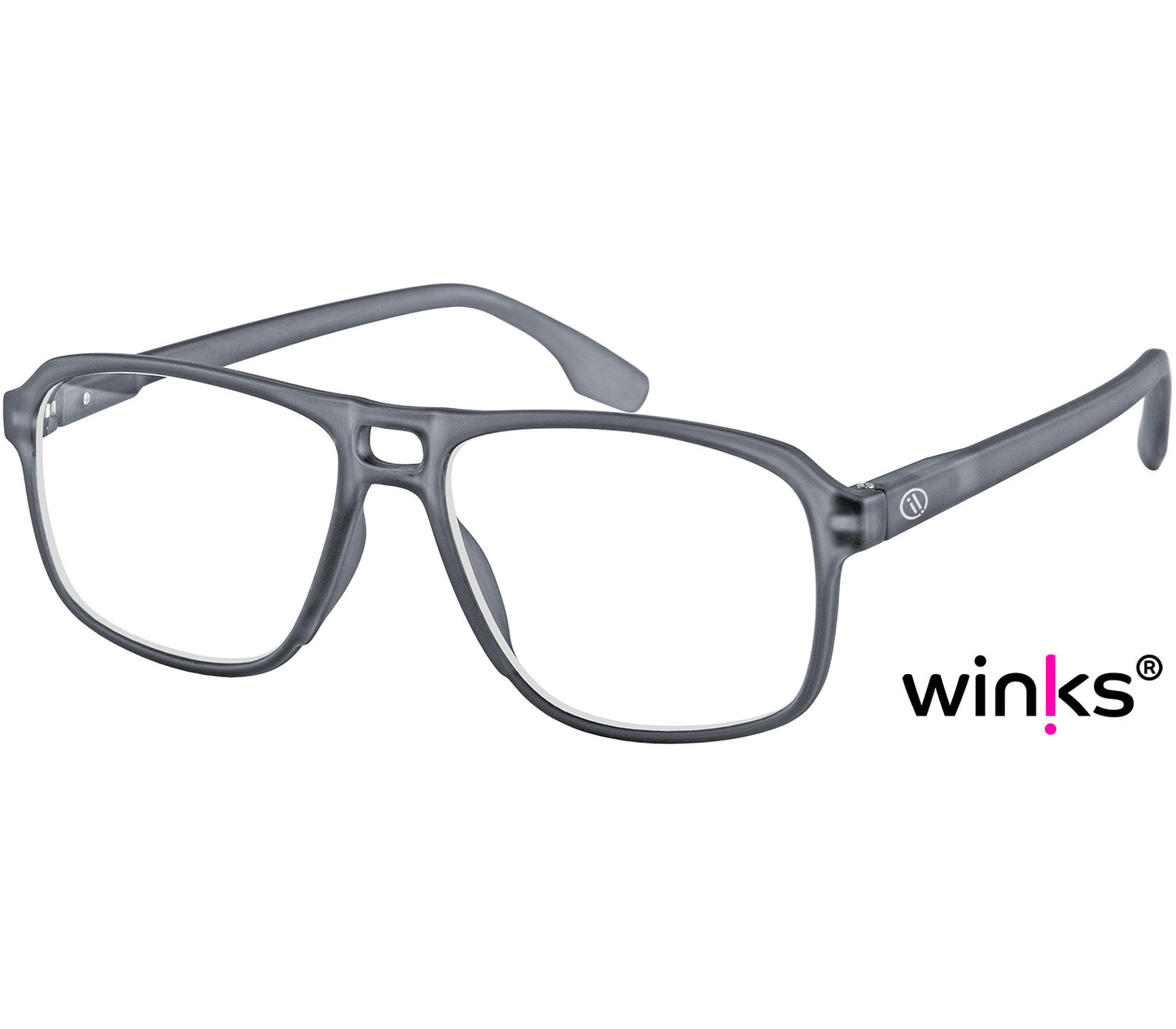 Magnum (Grey) oversized, aviator style unisex reading glasses with a soft touch finish.