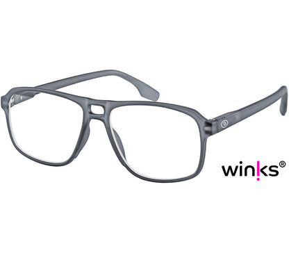 Magnum (Grey) oversized, aviator style unisex reading glasses with a soft touch finish.
